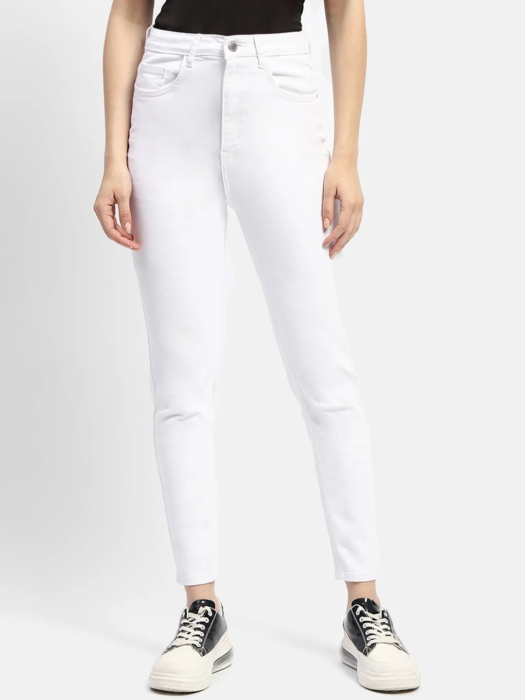 Madame Solid White Slim Fit Jeans