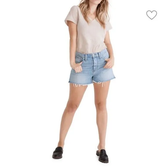Madewell 3” Relaxed Denim Shorts Light Wash, Raw hem, high rise 100% cotton NWT
