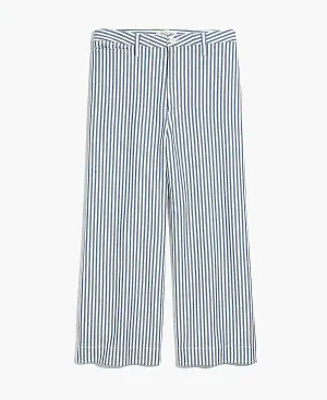 Madewell Emmett Wide-Leg Crop Pants Trousers in Herringbone Railroad Stripe