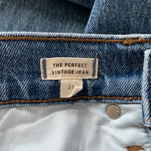 Madewell The Perfect Vintage Jean Straight Leg Raw Hem High Rise Womens 25