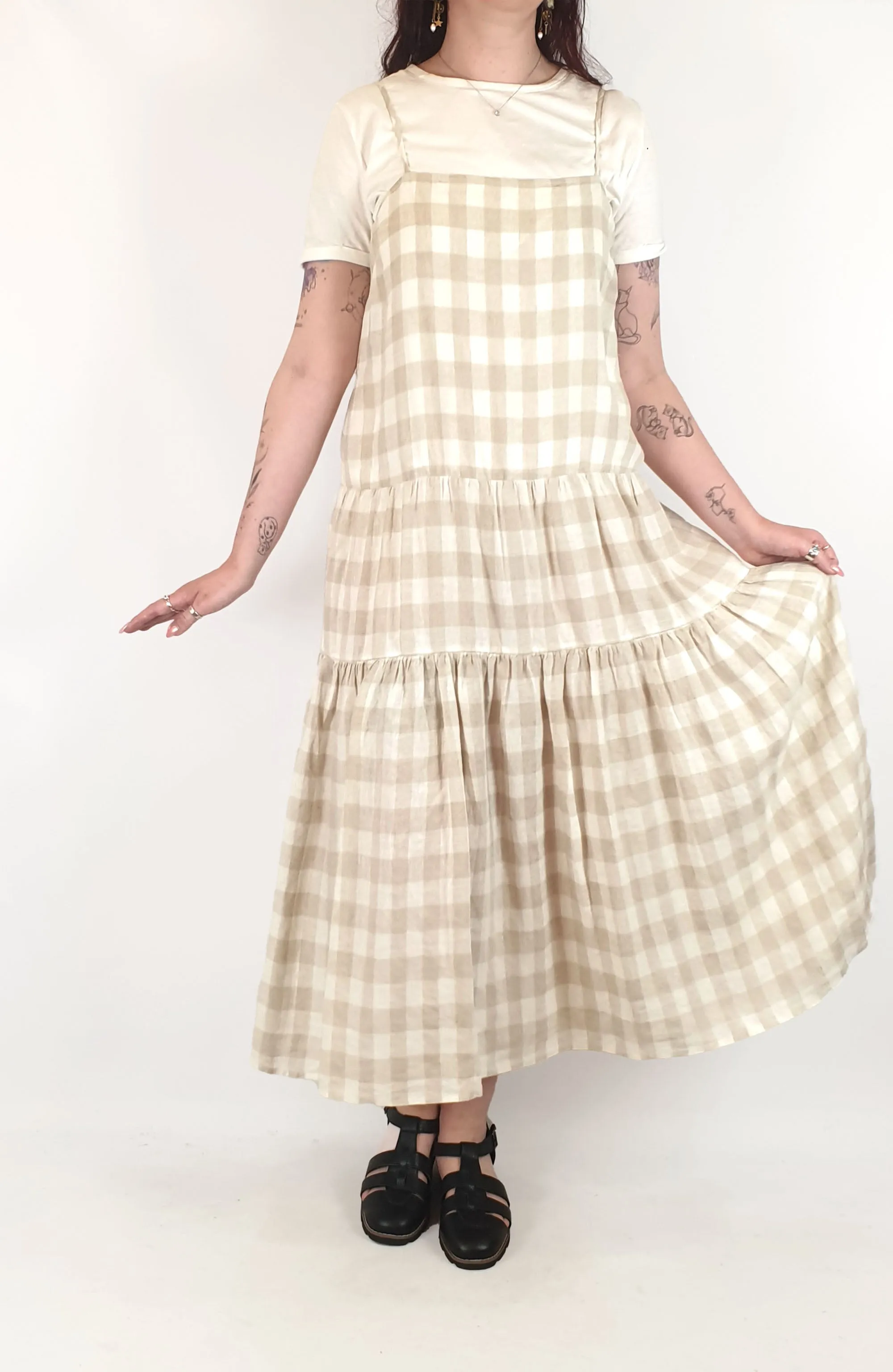 Marle neutral check print dress size 12