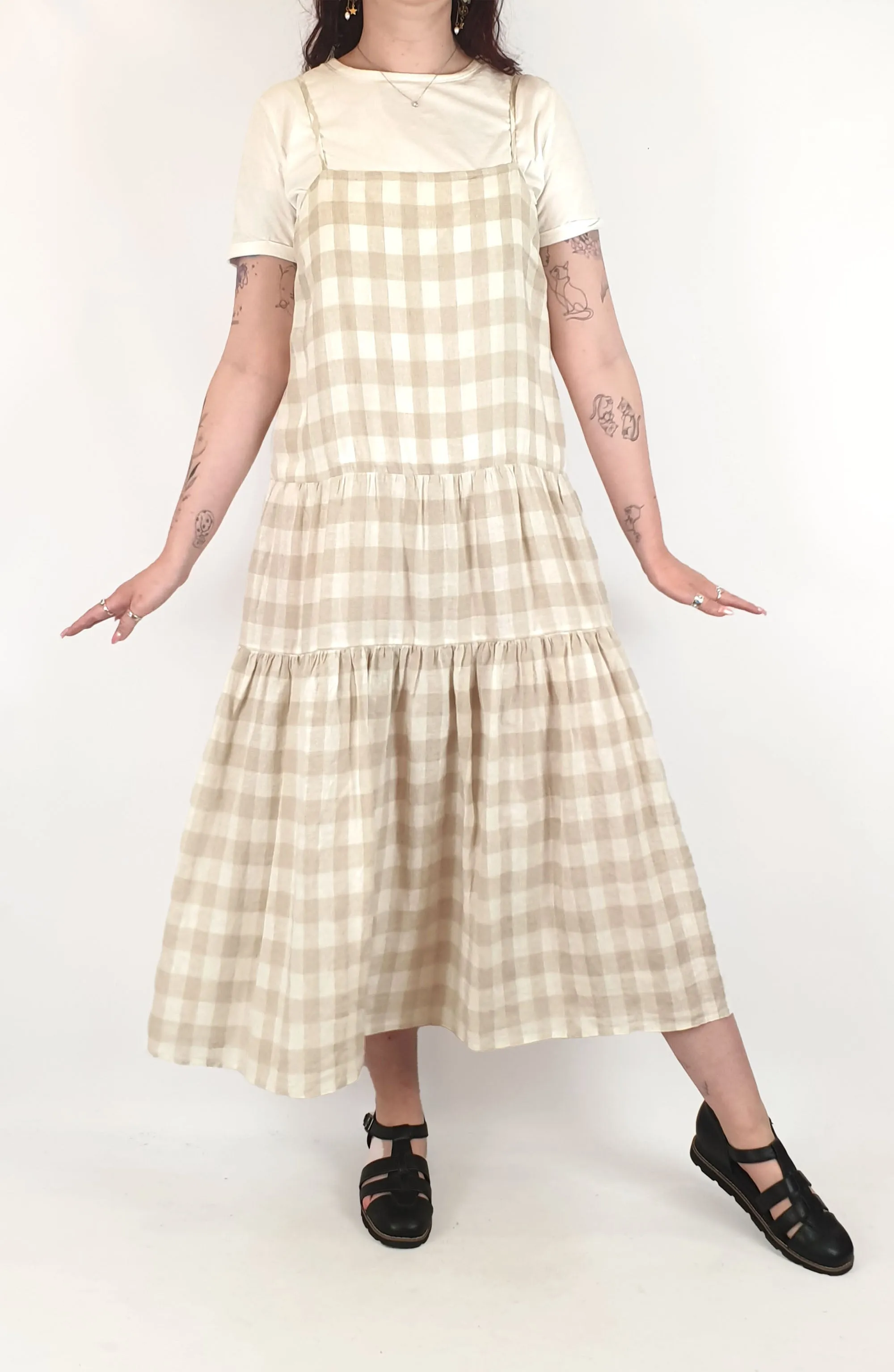 Marle neutral check print dress size 12