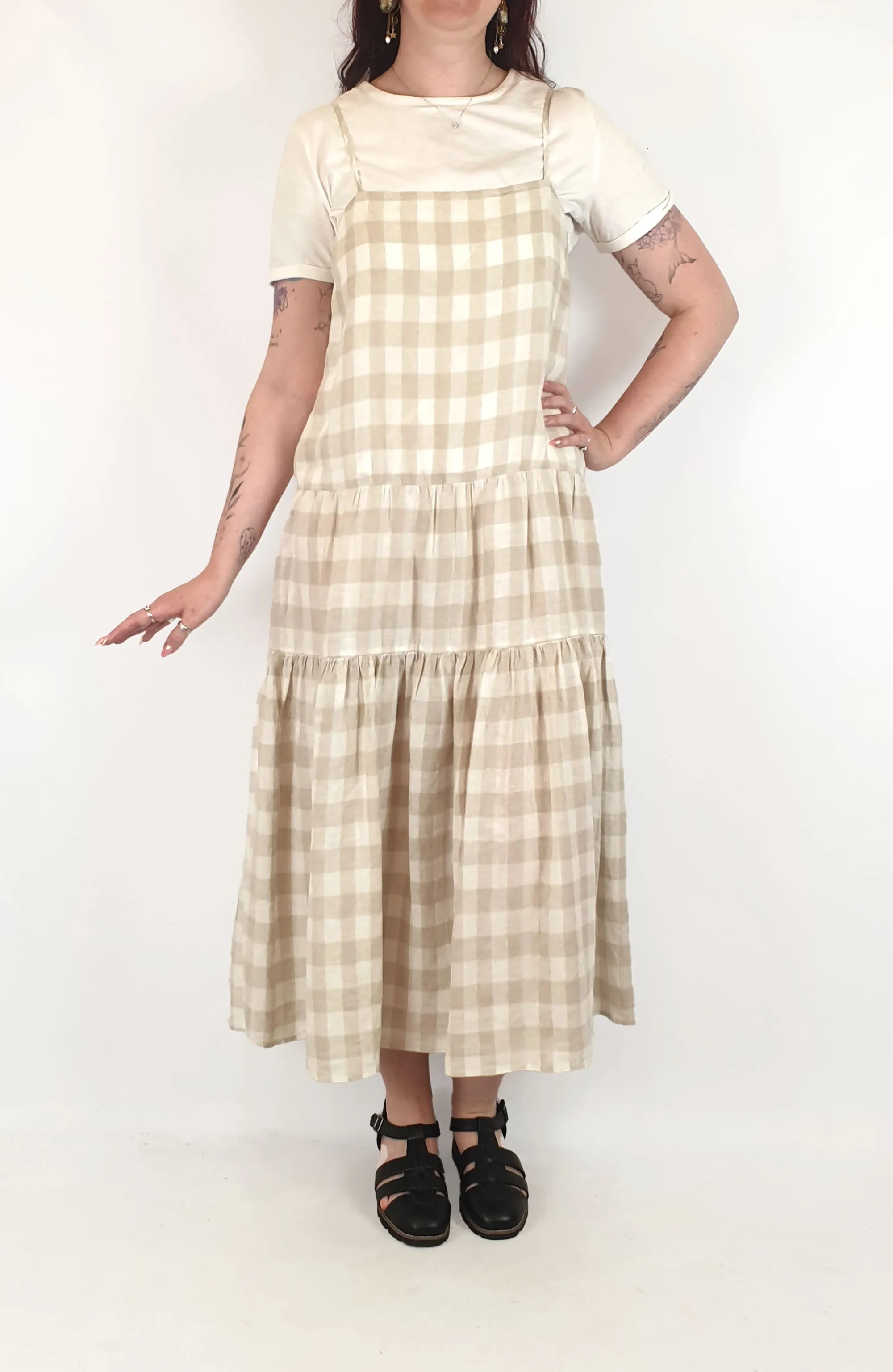 Marle neutral check print dress size 12