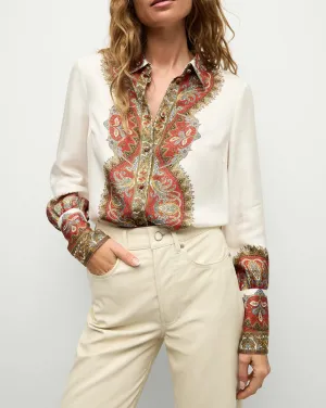 Maryam Top in Dove/Red Multi