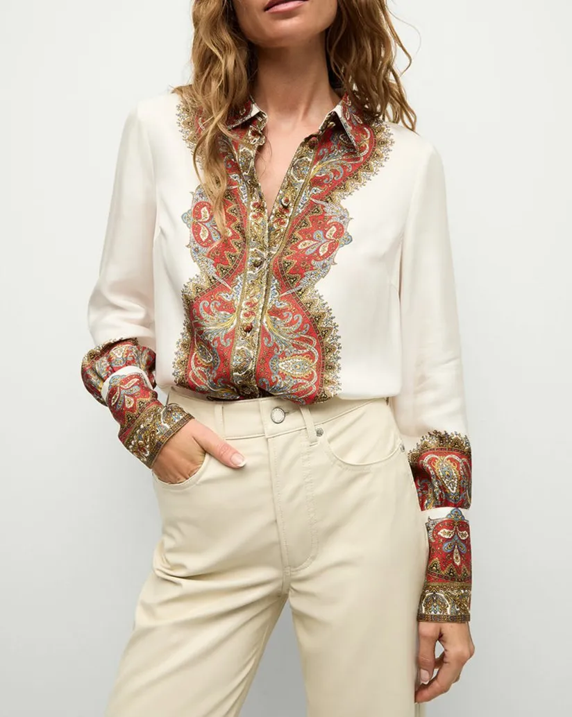 Maryam Top in Dove/Red Multi