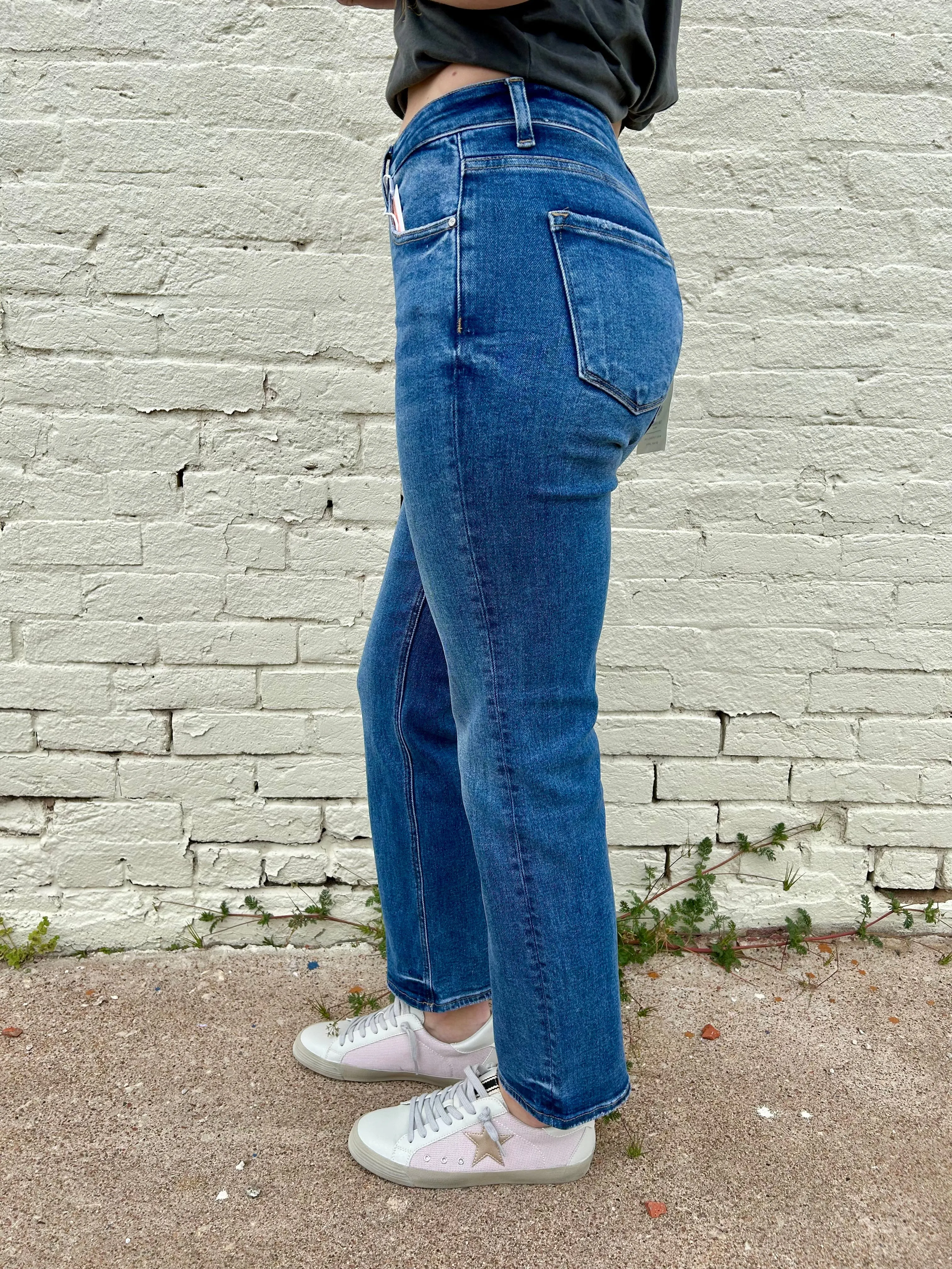 Maurine Mid Rise Slim Straight Jeans