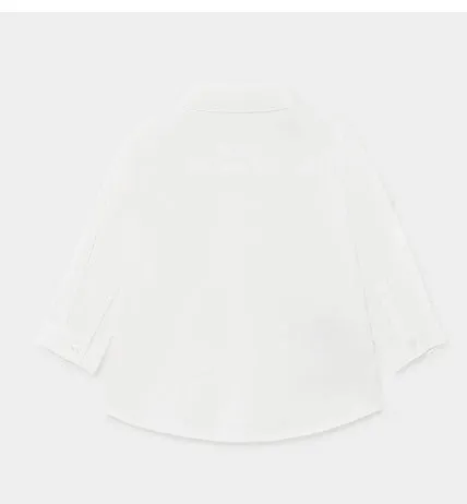 Mayoral Baby Boy Long Sleeved White Linen Dress Shirt: 6m to 36m