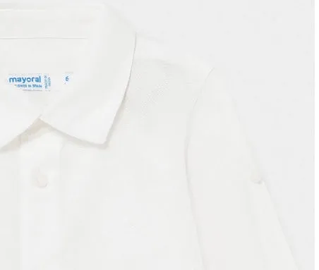 Mayoral Baby Boy Long Sleeved White Linen Dress Shirt: 6m to 36m