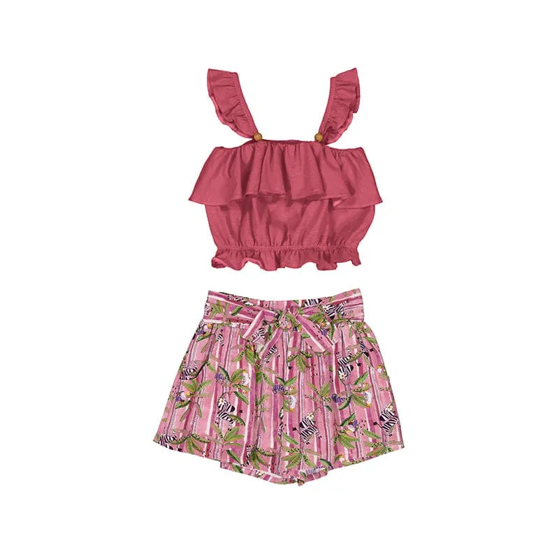 MAYORAL - Cropped Zebra Short Set - Hibiscus