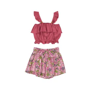 MAYORAL - Cropped Zebra Short Set - Hibiscus