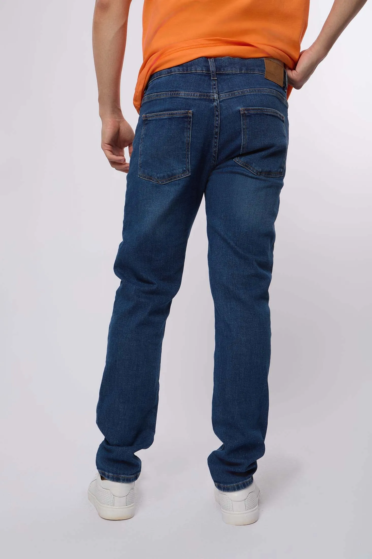 Men Denim Slim Straight Blue