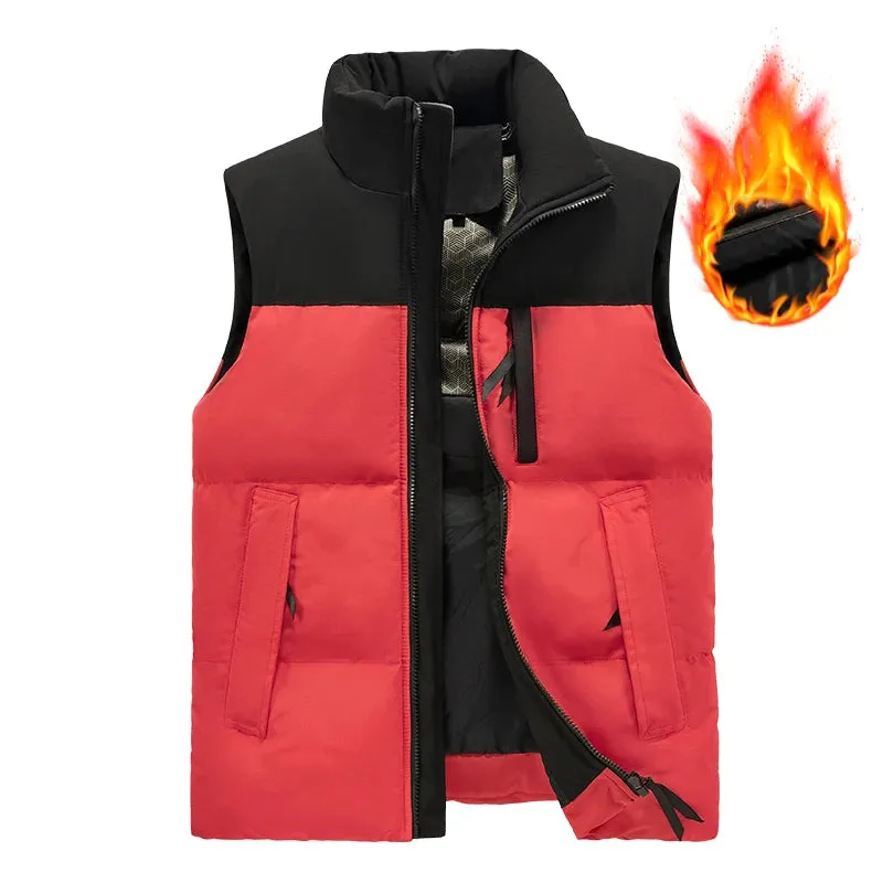Men's Puffer Vest Warm Sleeveless Winter Jackets Waterproof Zipper Coats With Stand-Up Collar Casual Lightweight Outerwear For Cold Weather C23