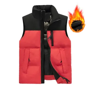 Men's Puffer Vest Warm Sleeveless Winter Jackets Waterproof Zipper Coats With Stand-Up Collar Casual Lightweight Outerwear For Cold Weather C23