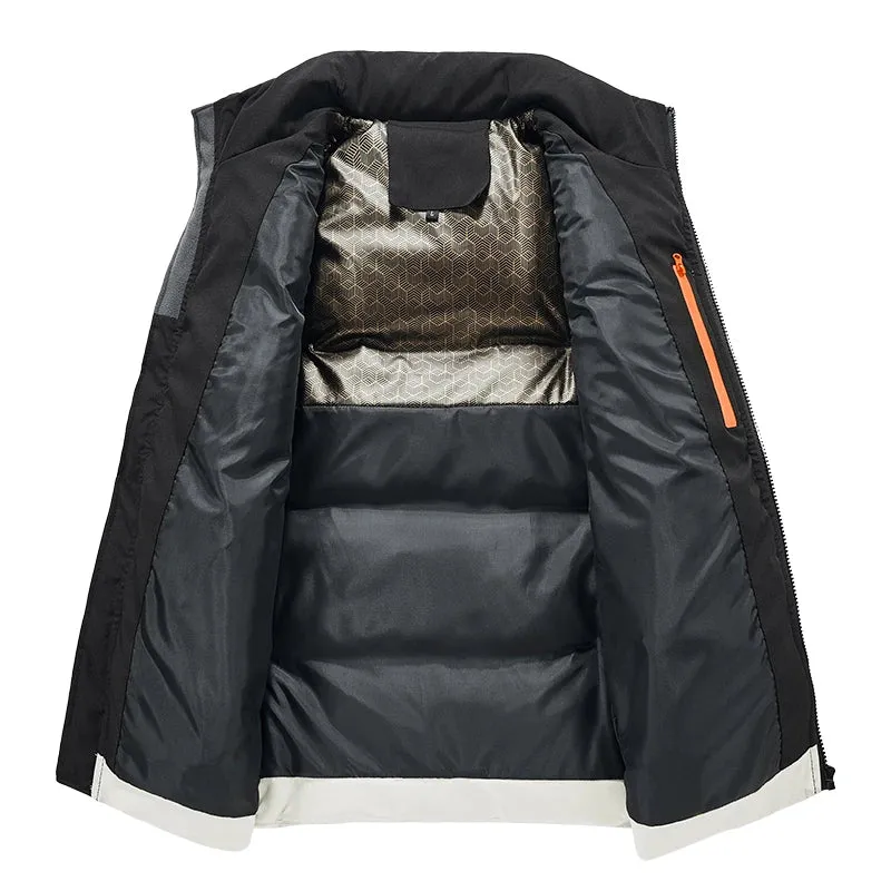 Men's Puffer Vest Warm Sleeveless Winter Jackets Waterproof Zipper Coats With Stand-Up Collar Casual Lightweight Outerwear For Cold Weather C23