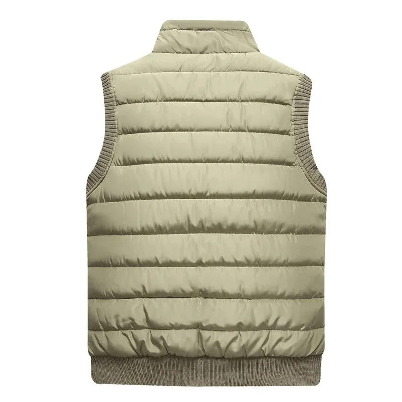 Men's Puffer Vest Warm Sleeveless Winter Jackets Waterproof Zipper Coats With Stand-Up Collar Casual Lightweight Outerwear For Cold Weather C9