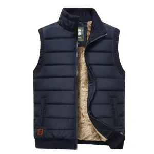 Men's Puffer Vest Warm Sleeveless Winter Jackets Waterproof Zipper Coats With Stand-Up Collar Casual Lightweight Outerwear For Cold Weather C9