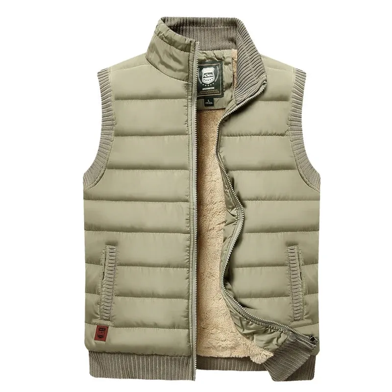 Men's Puffer Vest Warm Sleeveless Winter Jackets Waterproof Zipper Coats With Stand-Up Collar Casual Lightweight Outerwear For Cold Weather C9