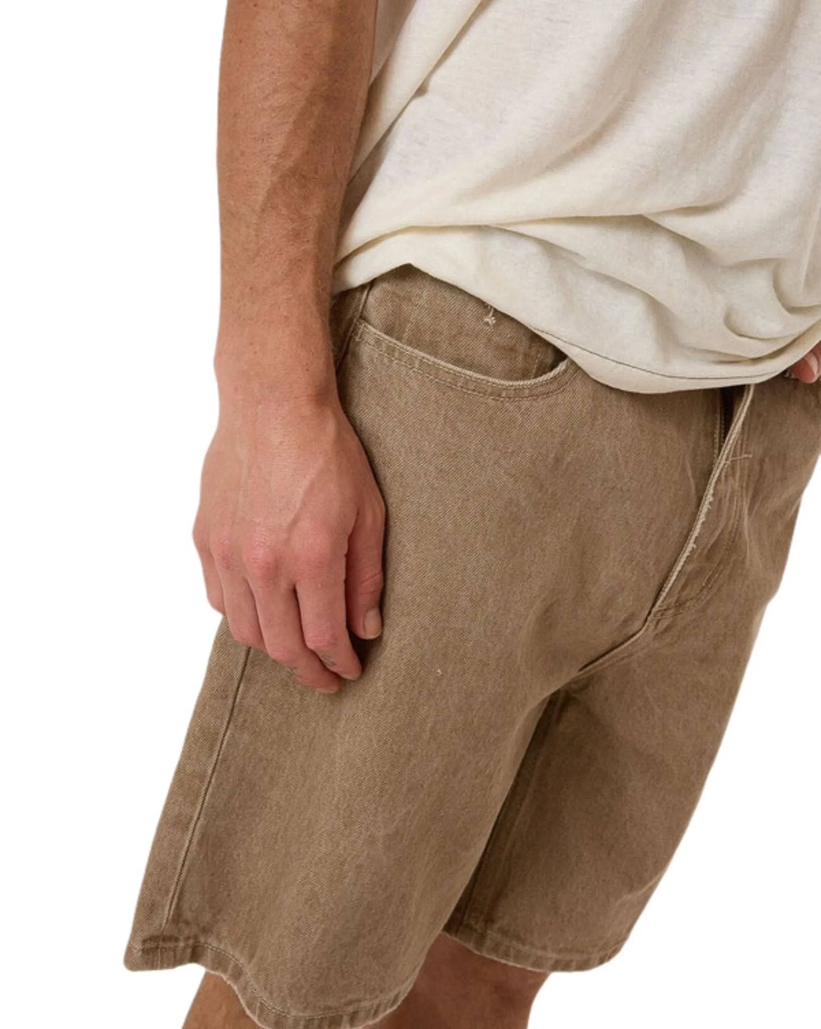 Mens Slacker Denim Short- Breen Stonewash