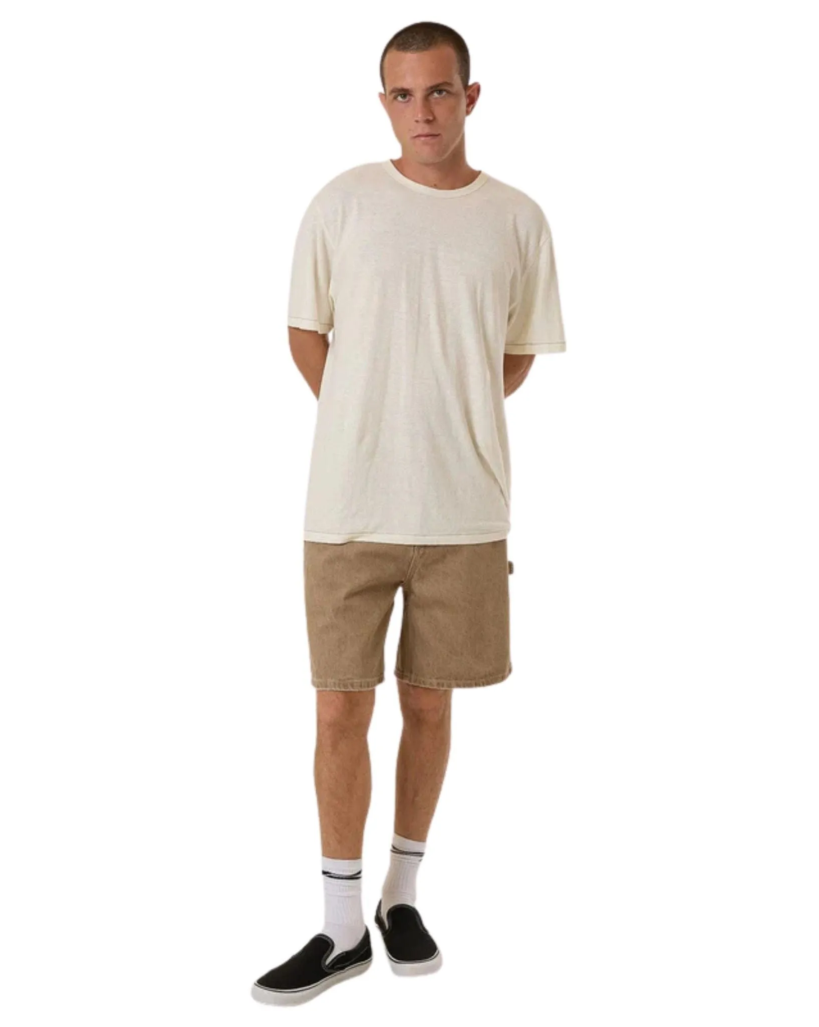 Mens Slacker Denim Short- Breen Stonewash
