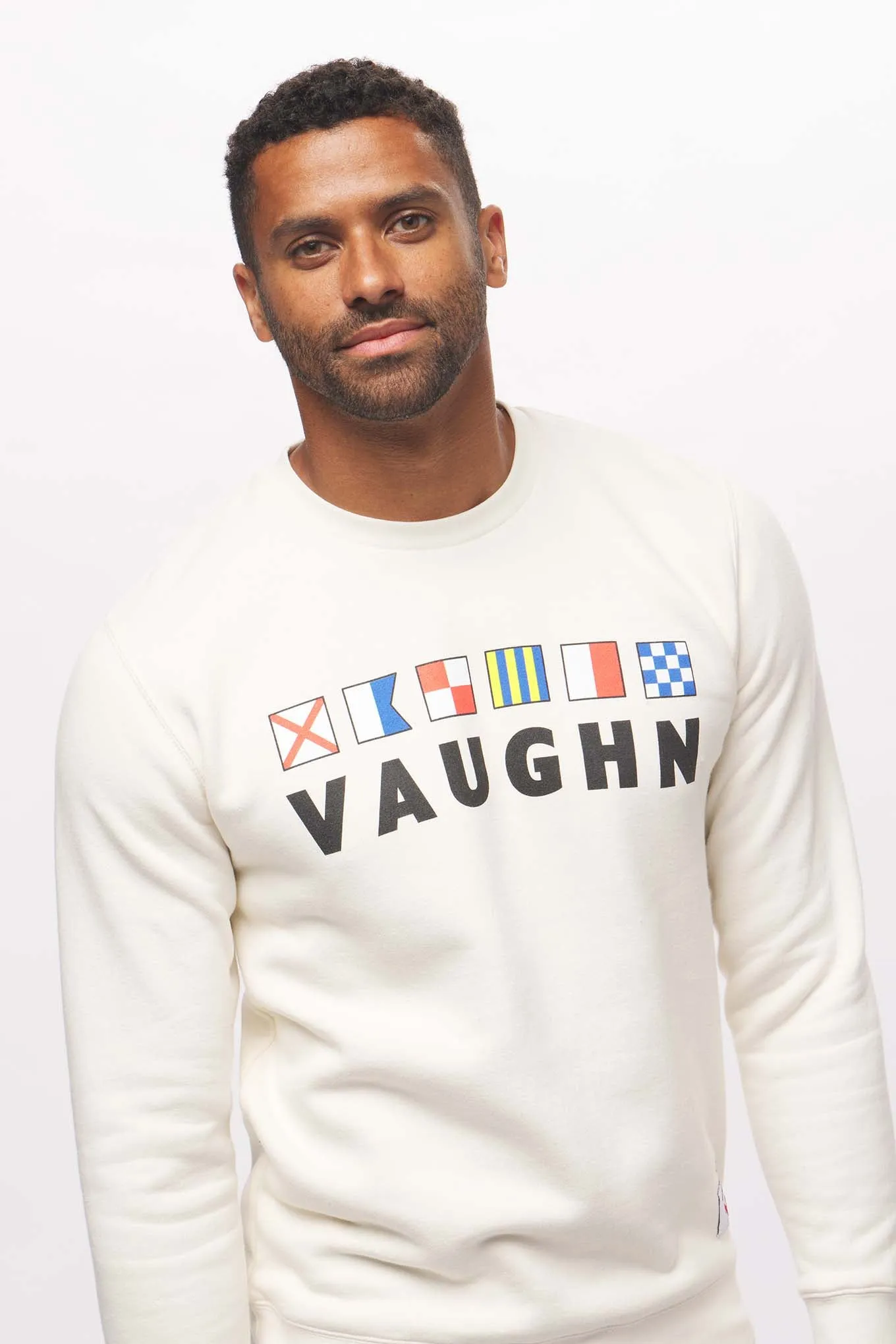 Men's - Voilier - Cream Nautical Flags Crew Neck Sweater