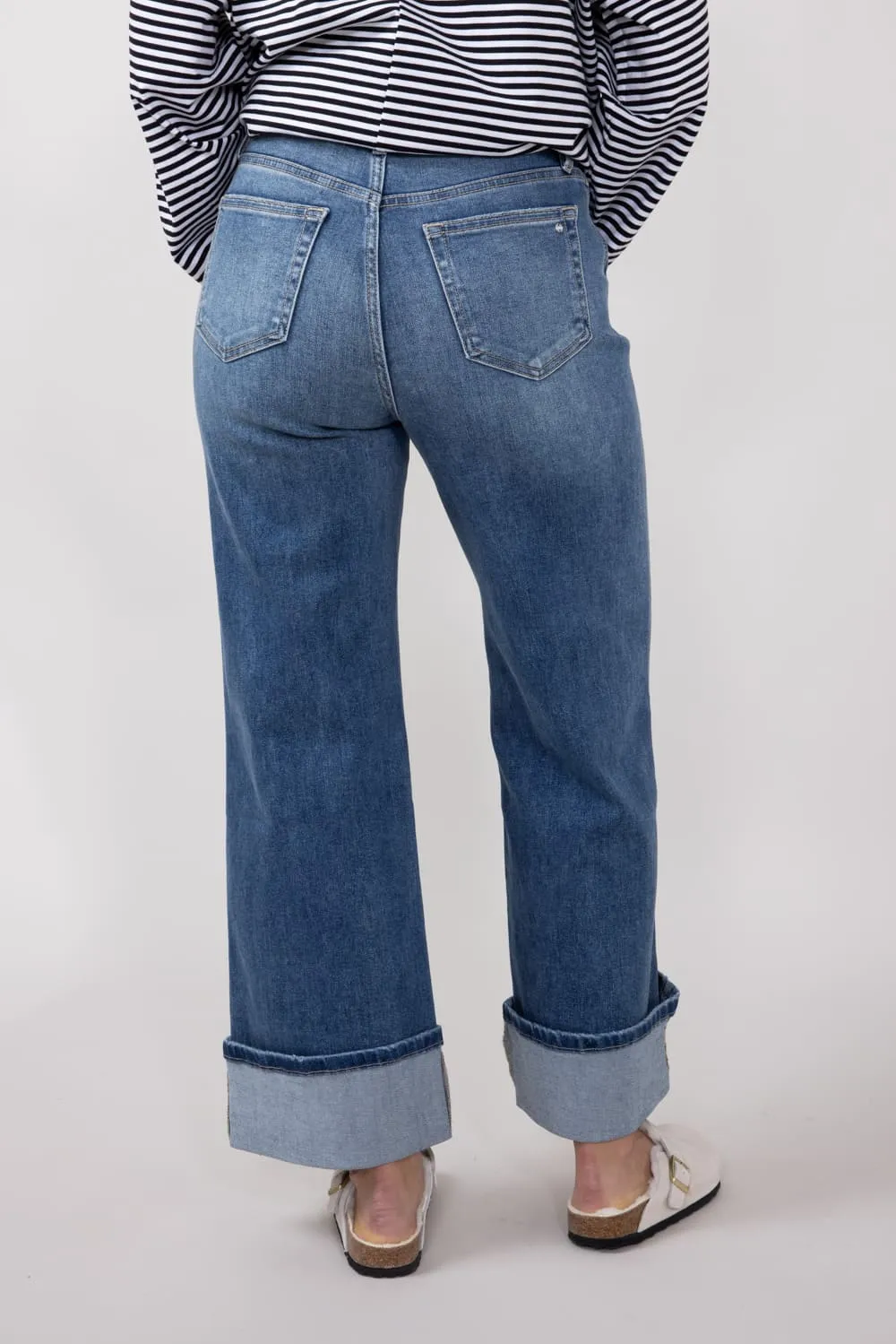 Mica High Rise Wide Cuffed Leg Jeans for Women | MTT-W3311
