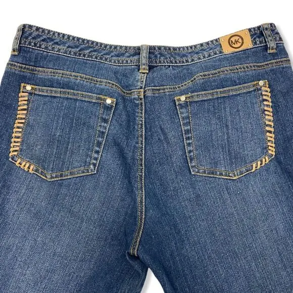 Michael Kors Whipstitch Pocket Straigh Leg Mid Rise Jeans