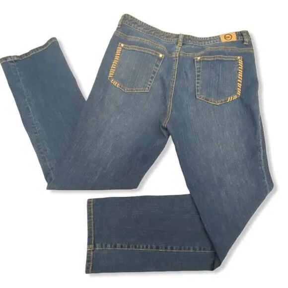 Michael Kors Whipstitch Pocket Straigh Leg Mid Rise Jeans