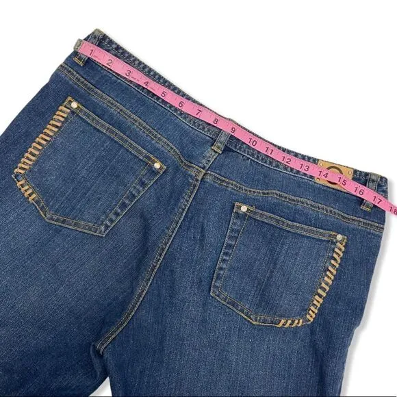 Michael Kors Whipstitch Pocket Straigh Leg Mid Rise Jeans