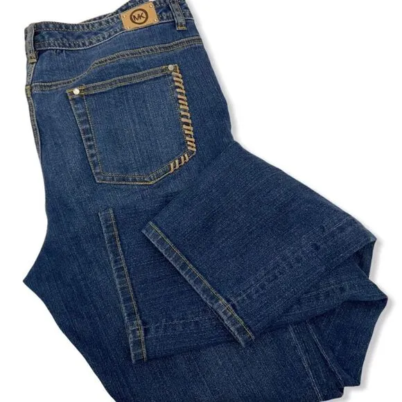 Michael Kors Whipstitch Pocket Straigh Leg Mid Rise Jeans