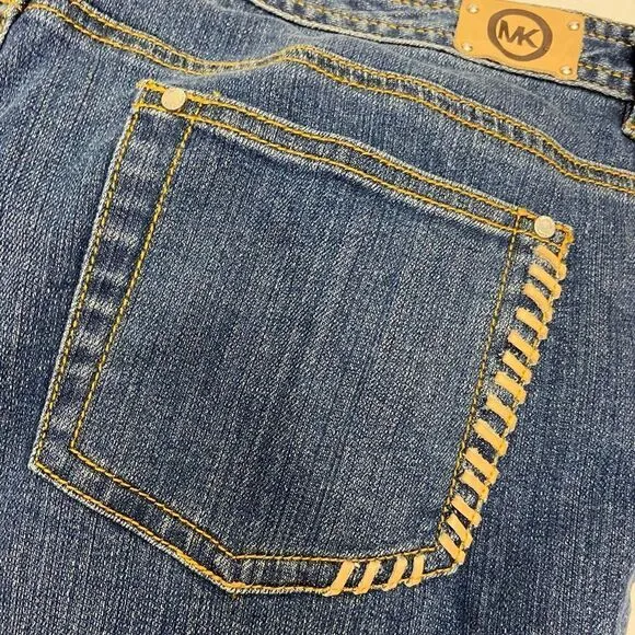 Michael Kors Whipstitch Pocket Straigh Leg Mid Rise Jeans