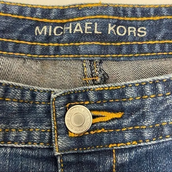Michael Kors Whipstitch Pocket Straigh Leg Mid Rise Jeans