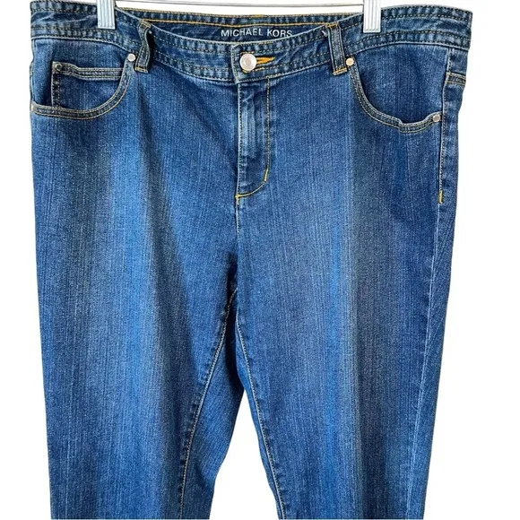 Michael Kors Whipstitch Pocket Straigh Leg Mid Rise Jeans