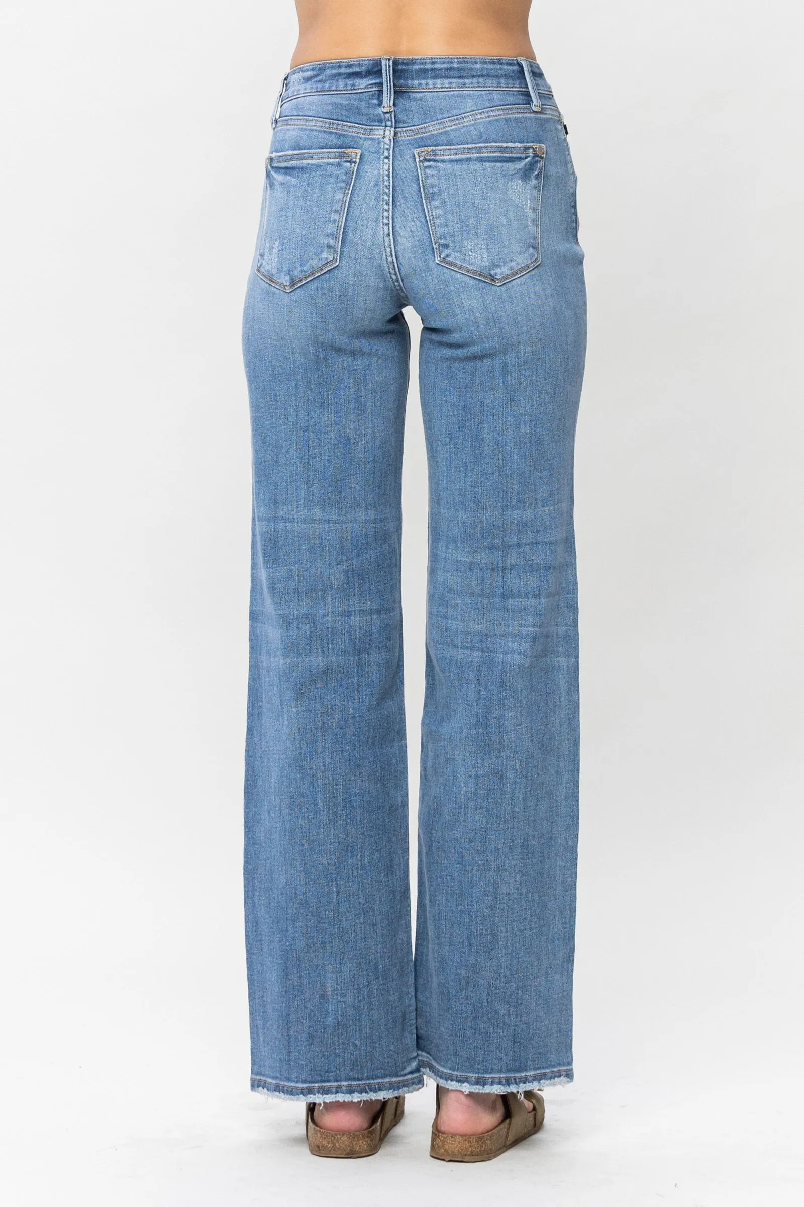 Mid Rise Vintage Wash Wide Leg Judy Blue Jeans