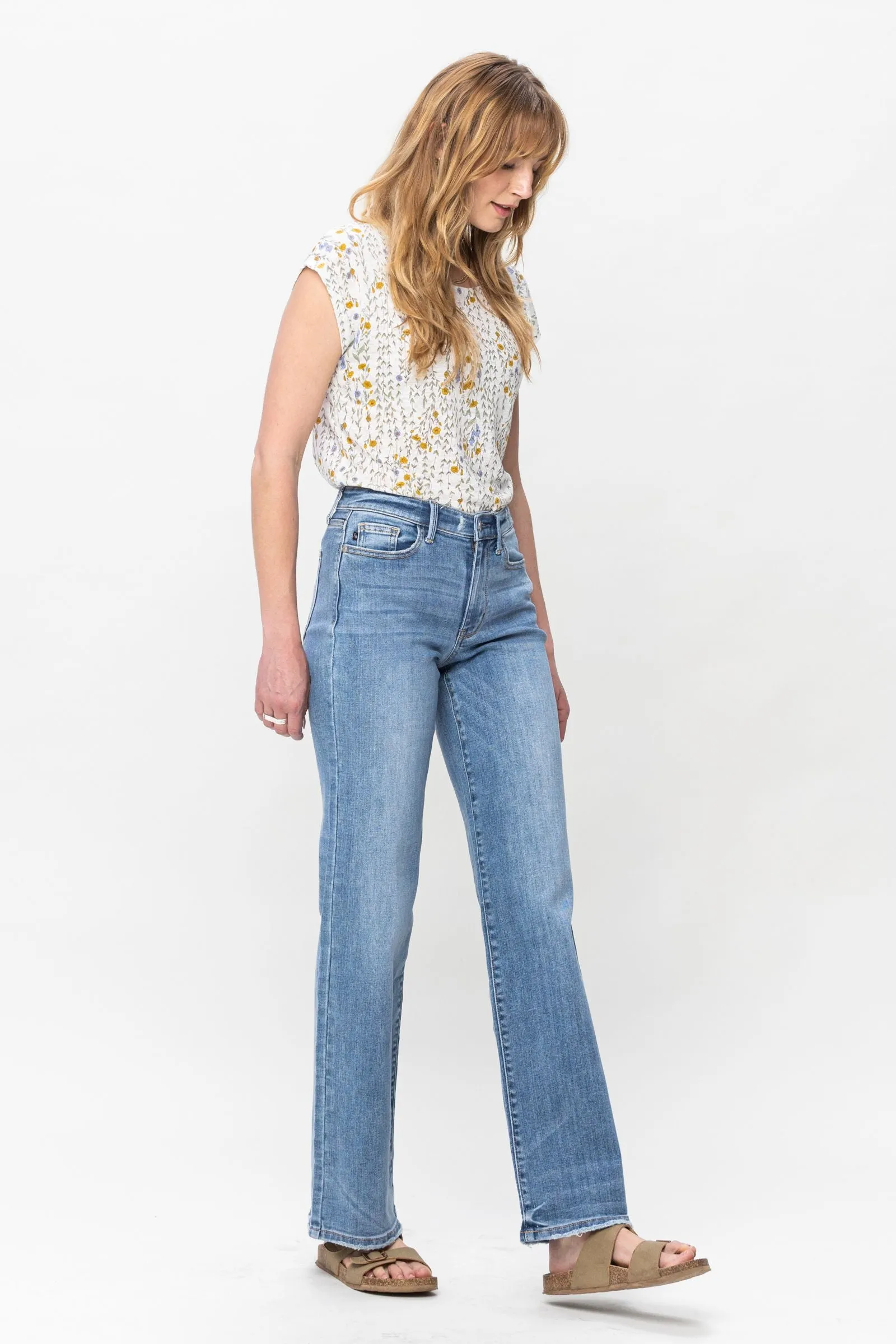 Mid Rise Vintage Wash Wide Leg Judy Blue Jeans