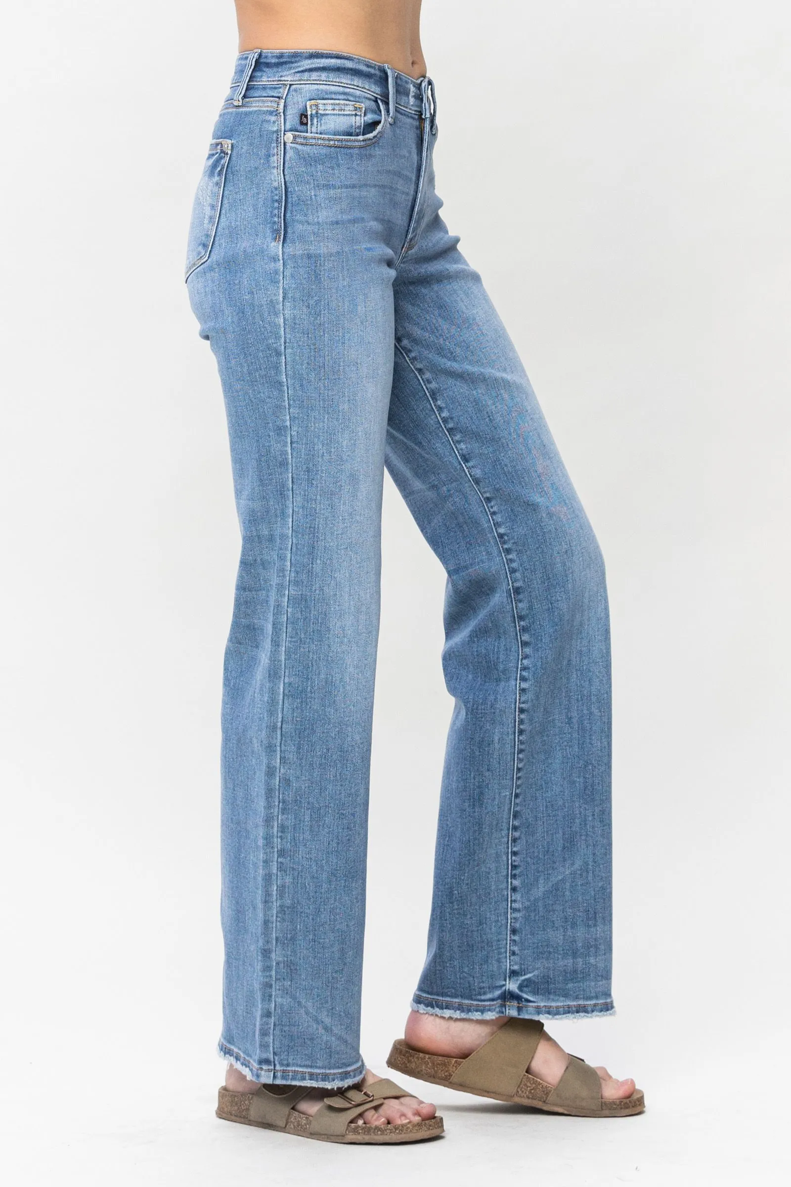 Mid Rise Vintage Wash Wide Leg Judy Blue Jeans