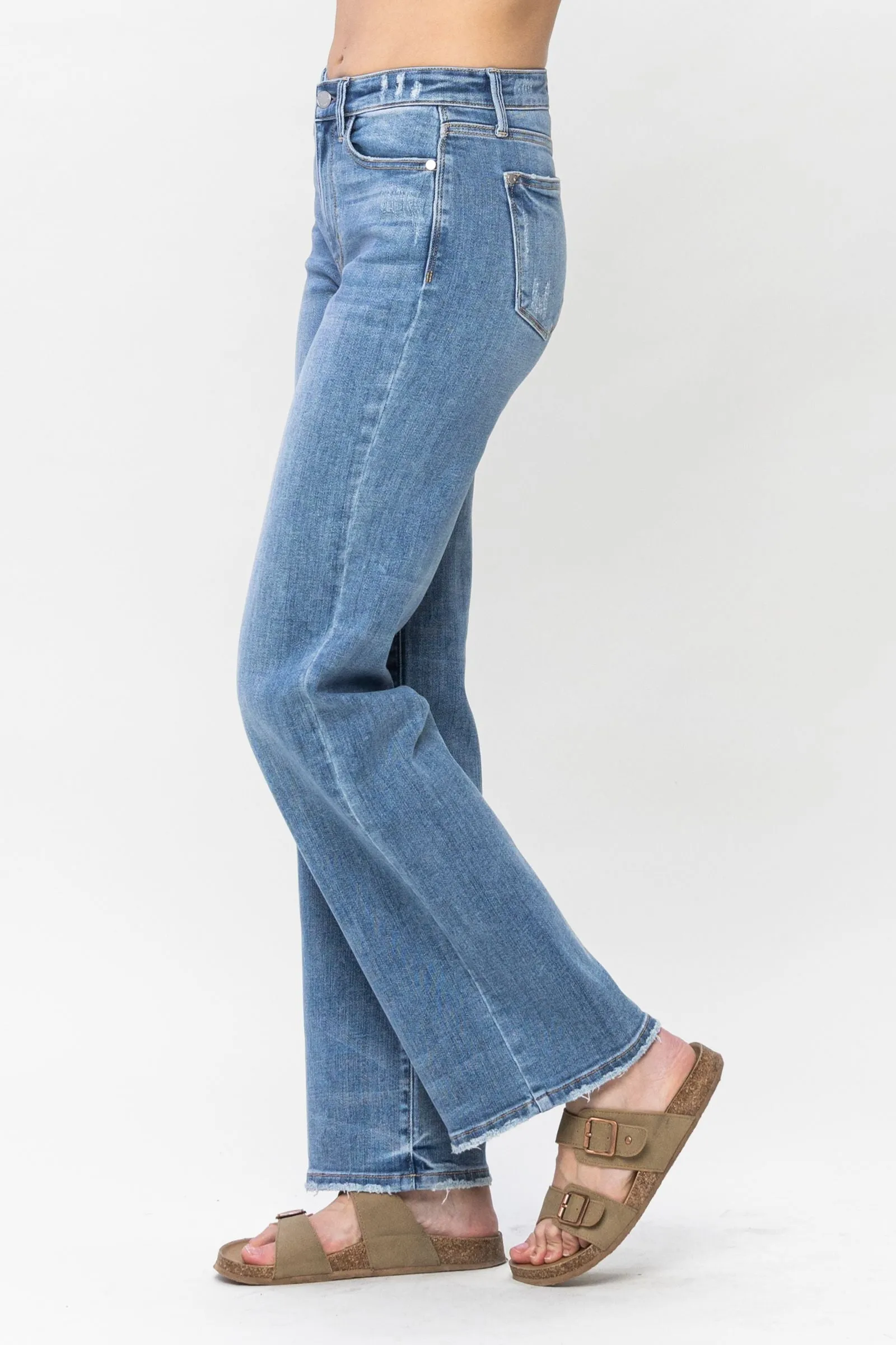 Mid Rise Vintage Wash Wide Leg Judy Blue Jeans