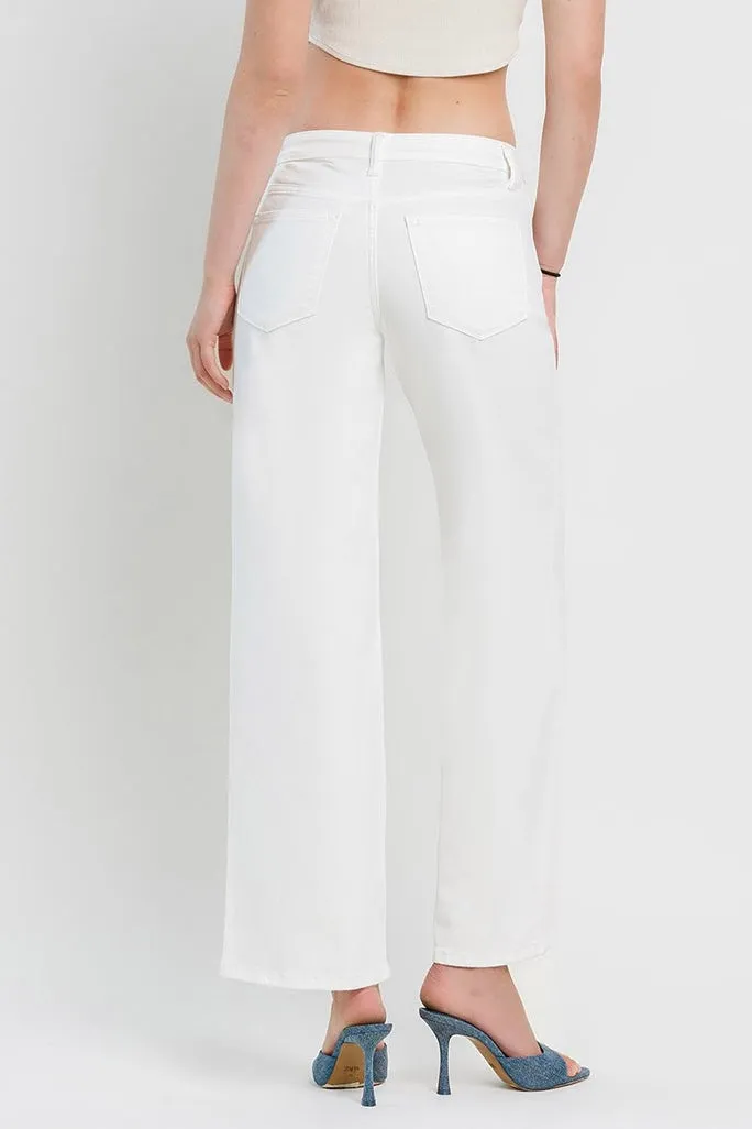 Mid Rise Wide Leg Jeans- White