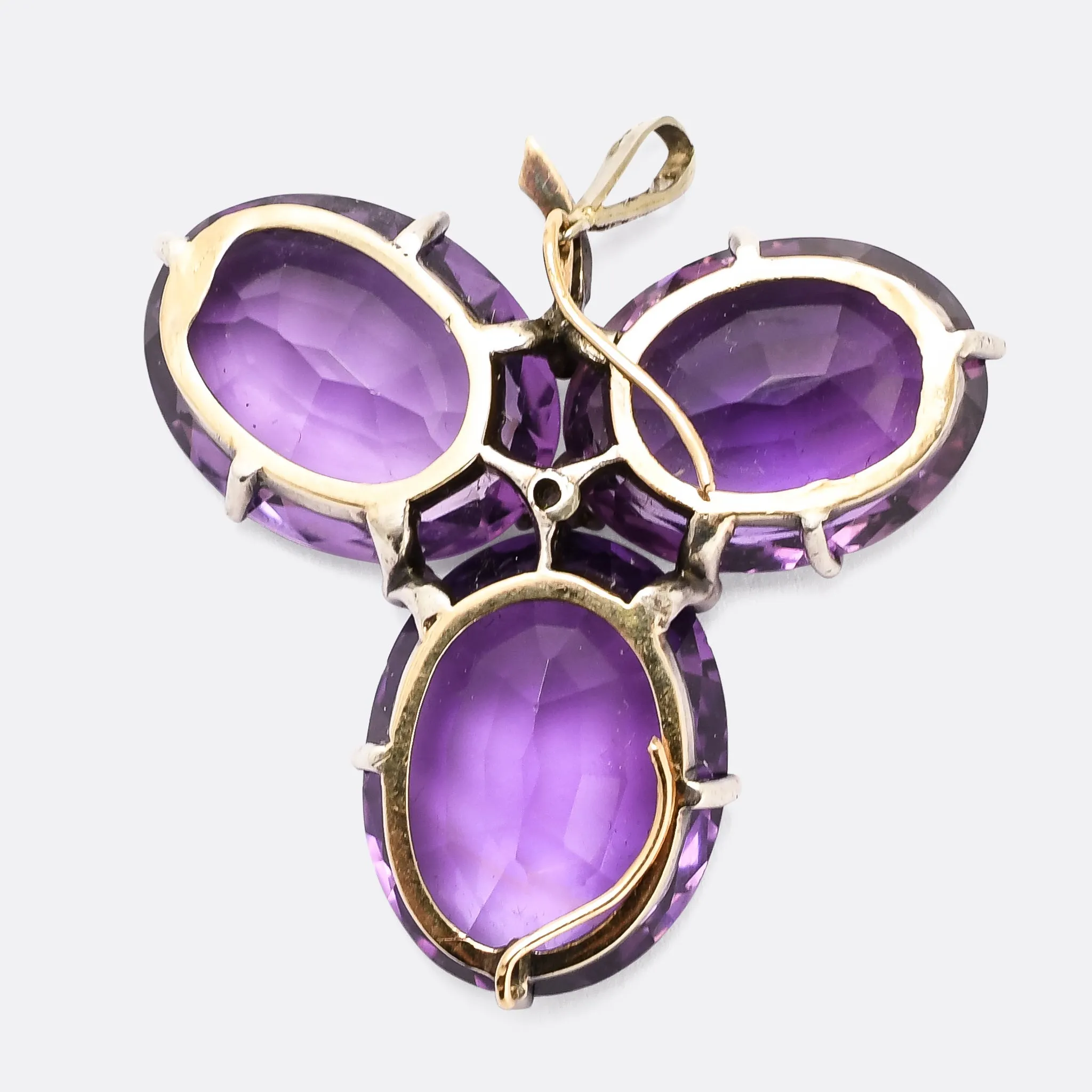 Mid-Victorian Amethyst & Diamond Clover Pendant