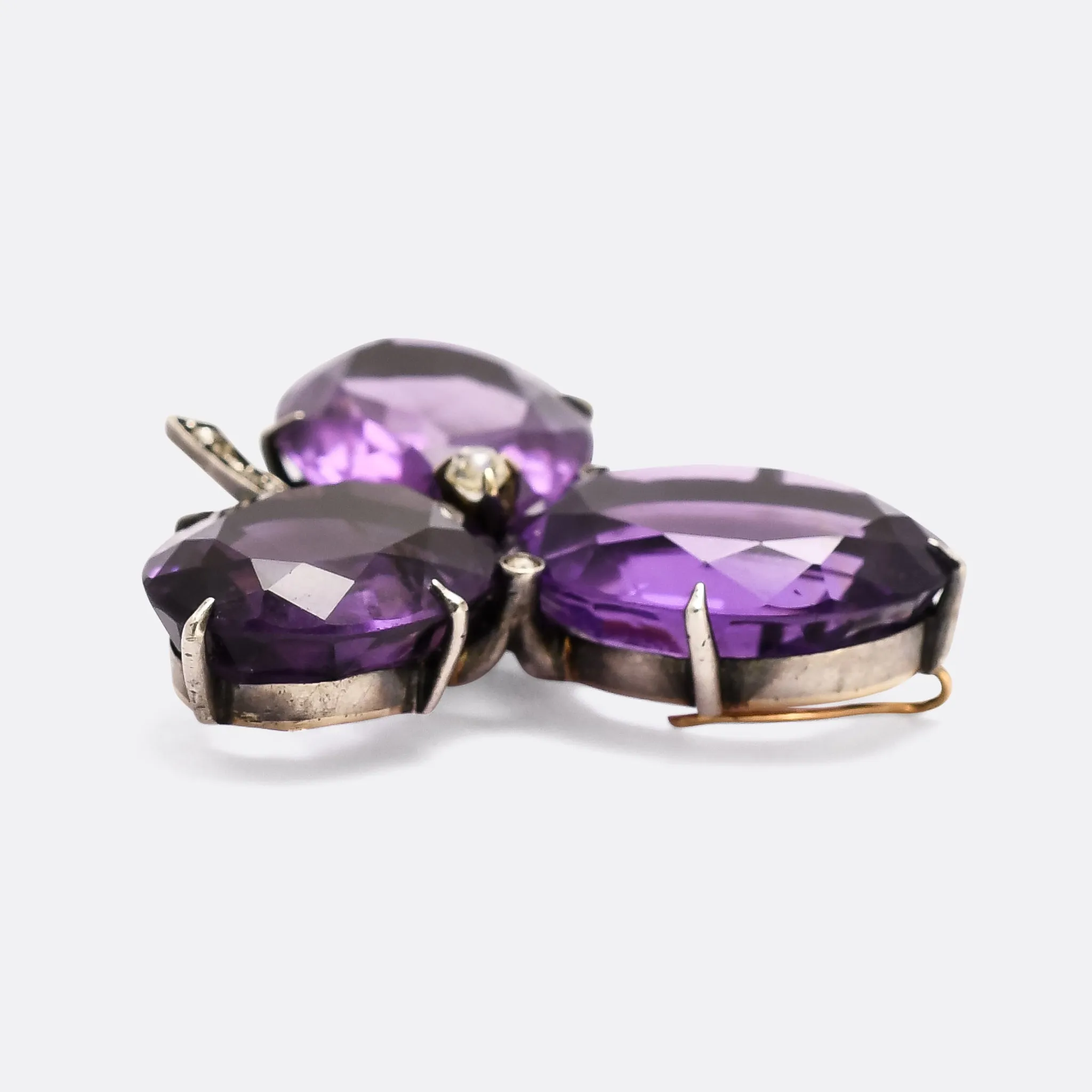 Mid-Victorian Amethyst & Diamond Clover Pendant