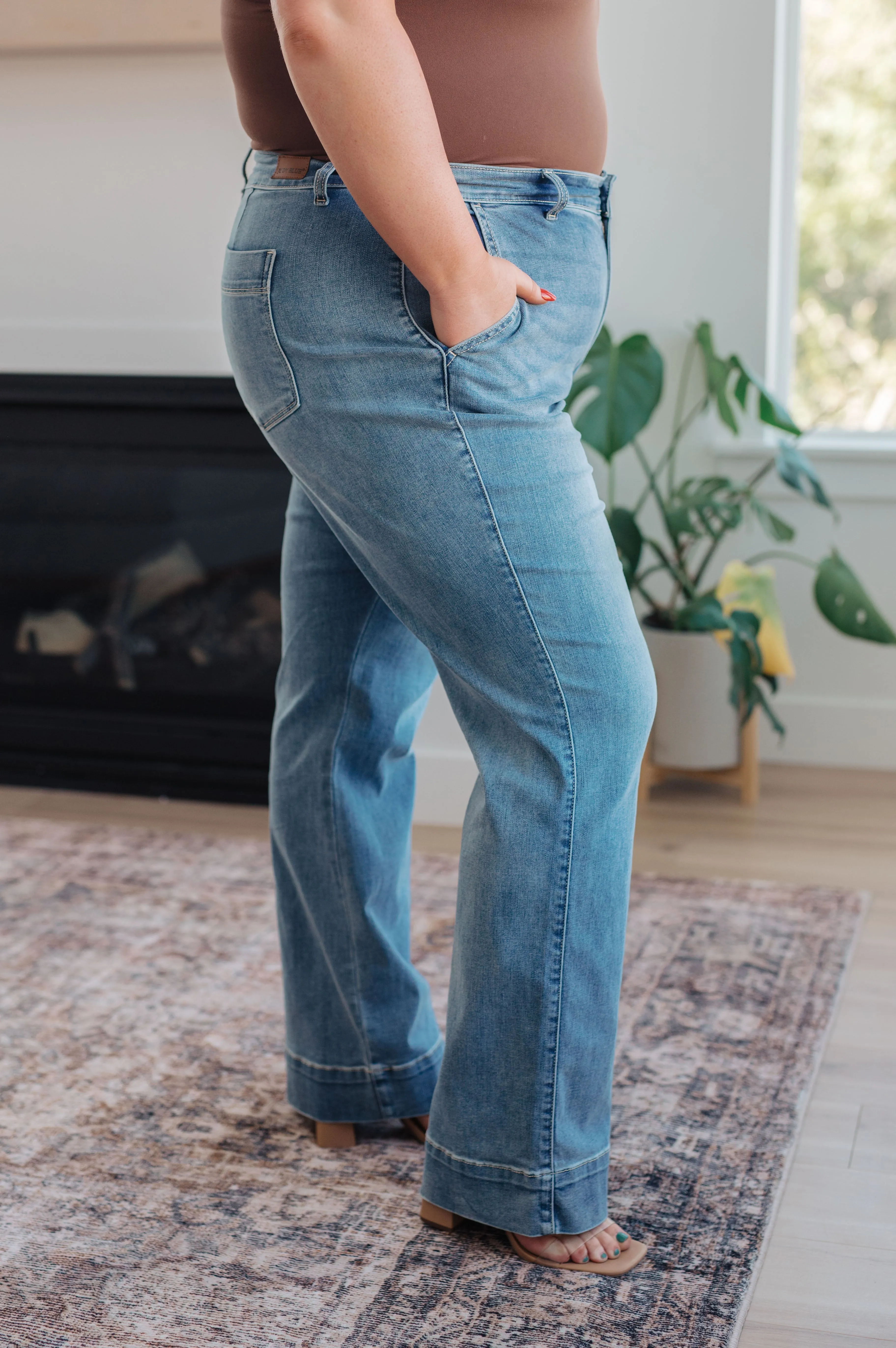 Mindy Mid Rise Wide Leg Jeans by Judy Blue