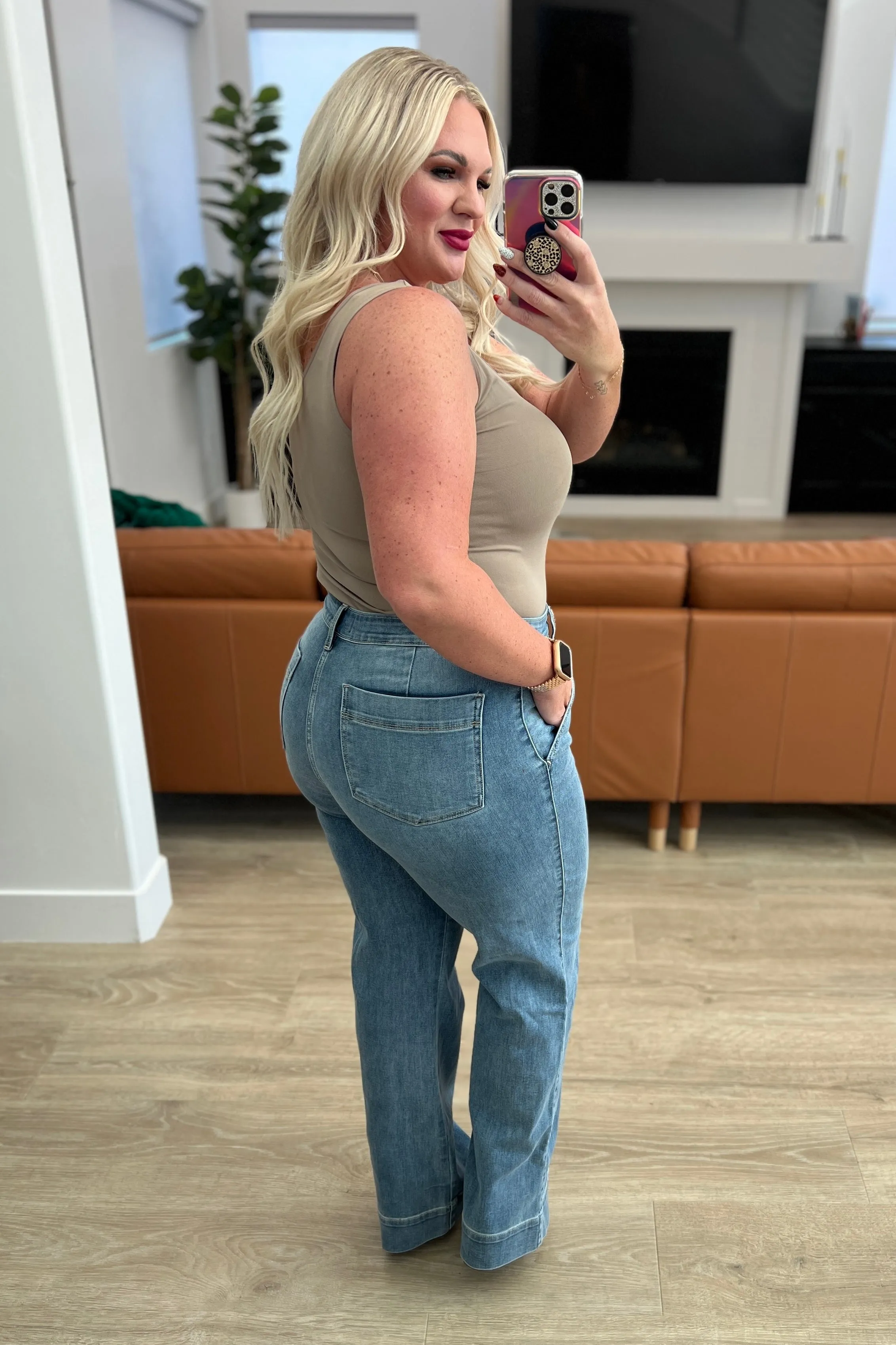 Mindy Mid Rise Wide Leg Jeans by Judy Blue