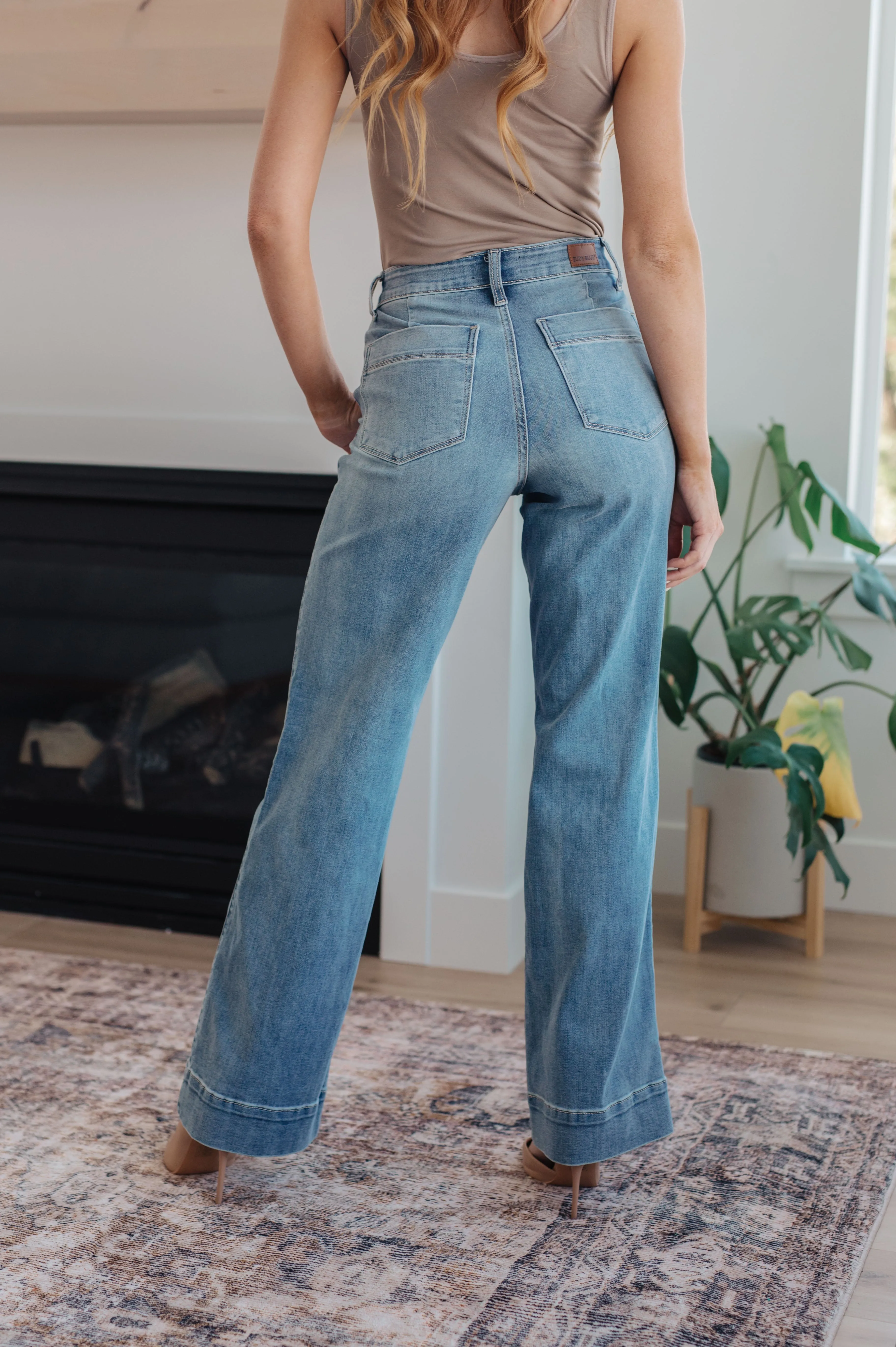 Mindy Mid Rise Wide Leg Jeans by Judy Blue