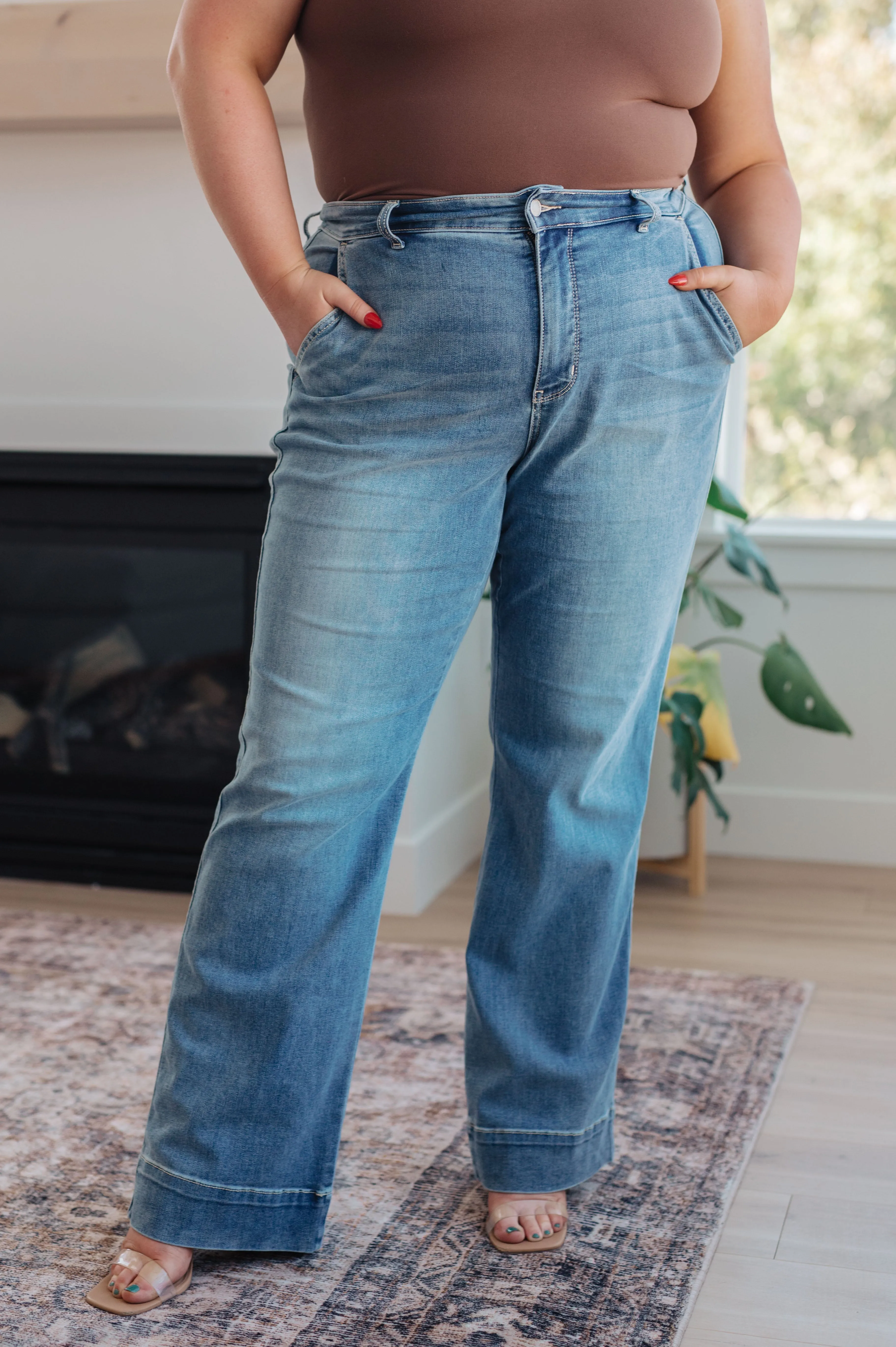 Mindy Mid Rise Wide Leg Jeans by Judy Blue