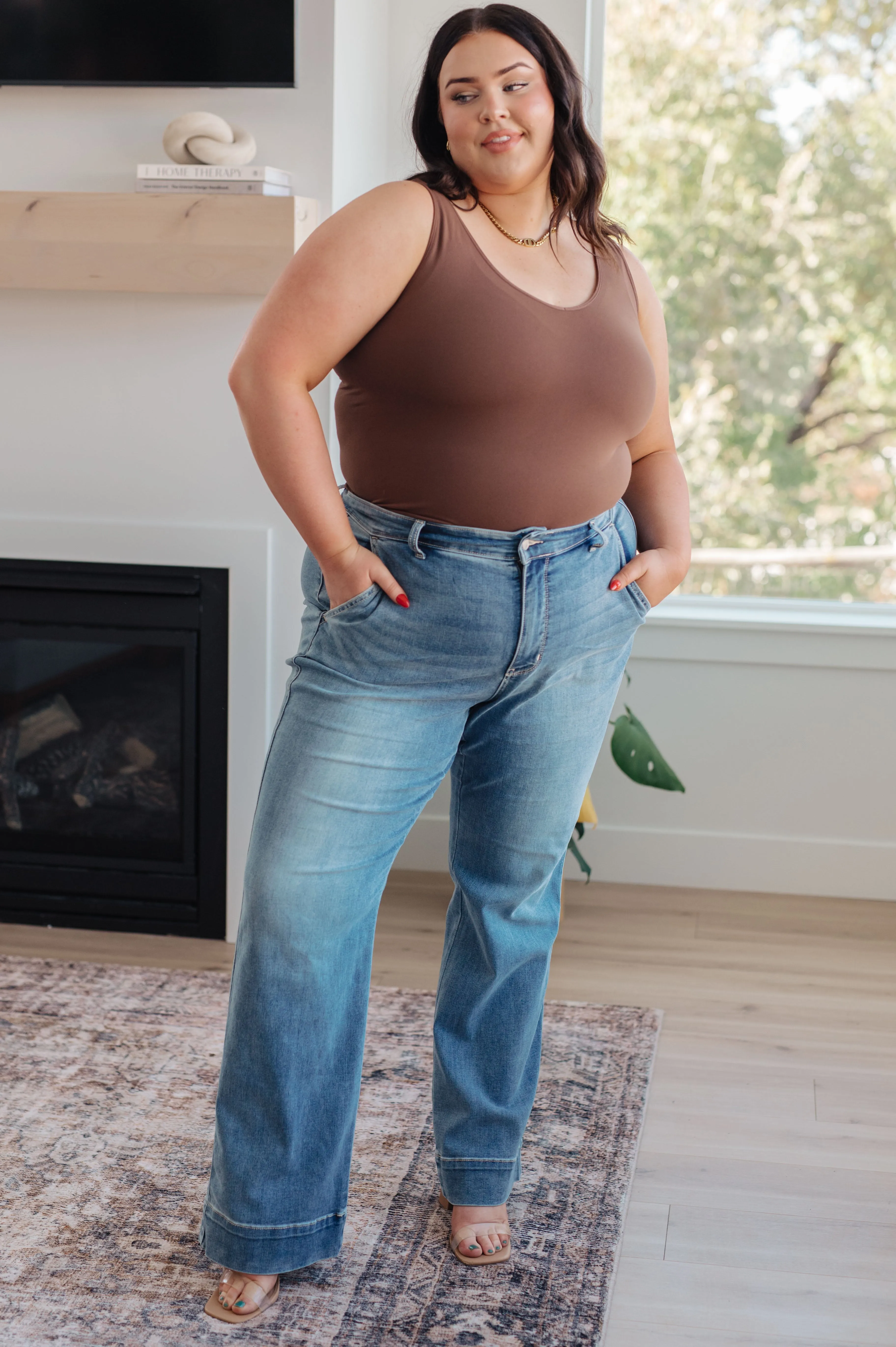 Mindy Mid Rise Wide Leg Jeans by Judy Blue