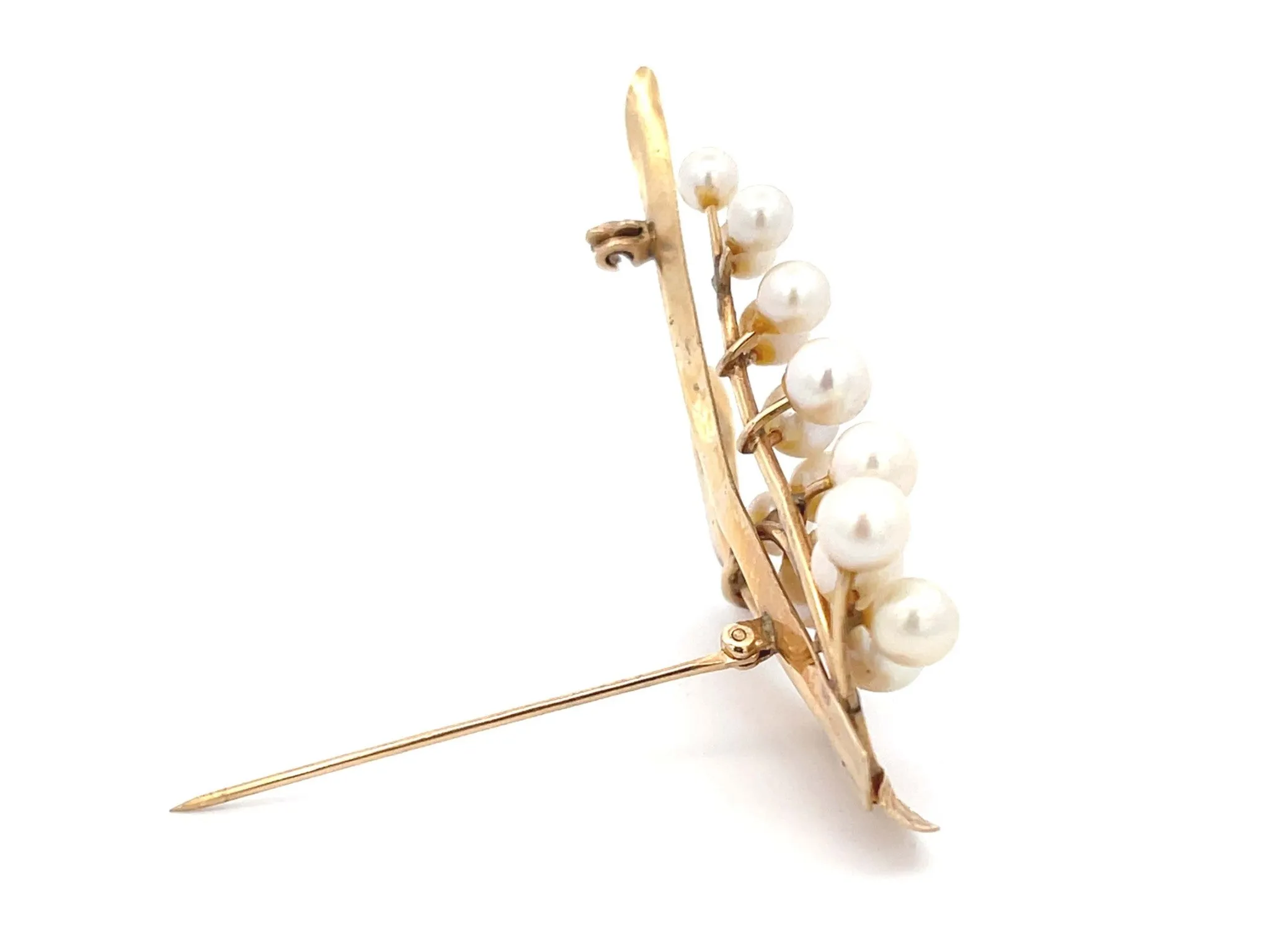 Mings Pearl Branch Brooch in 14k Yellow Gold