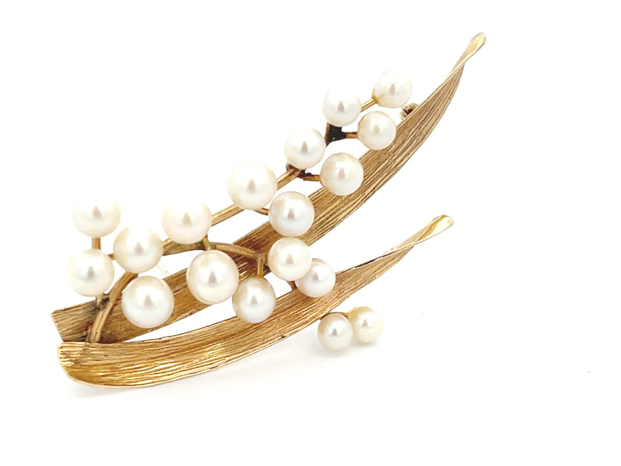 Mings Pearl Branch Brooch in 14k Yellow Gold