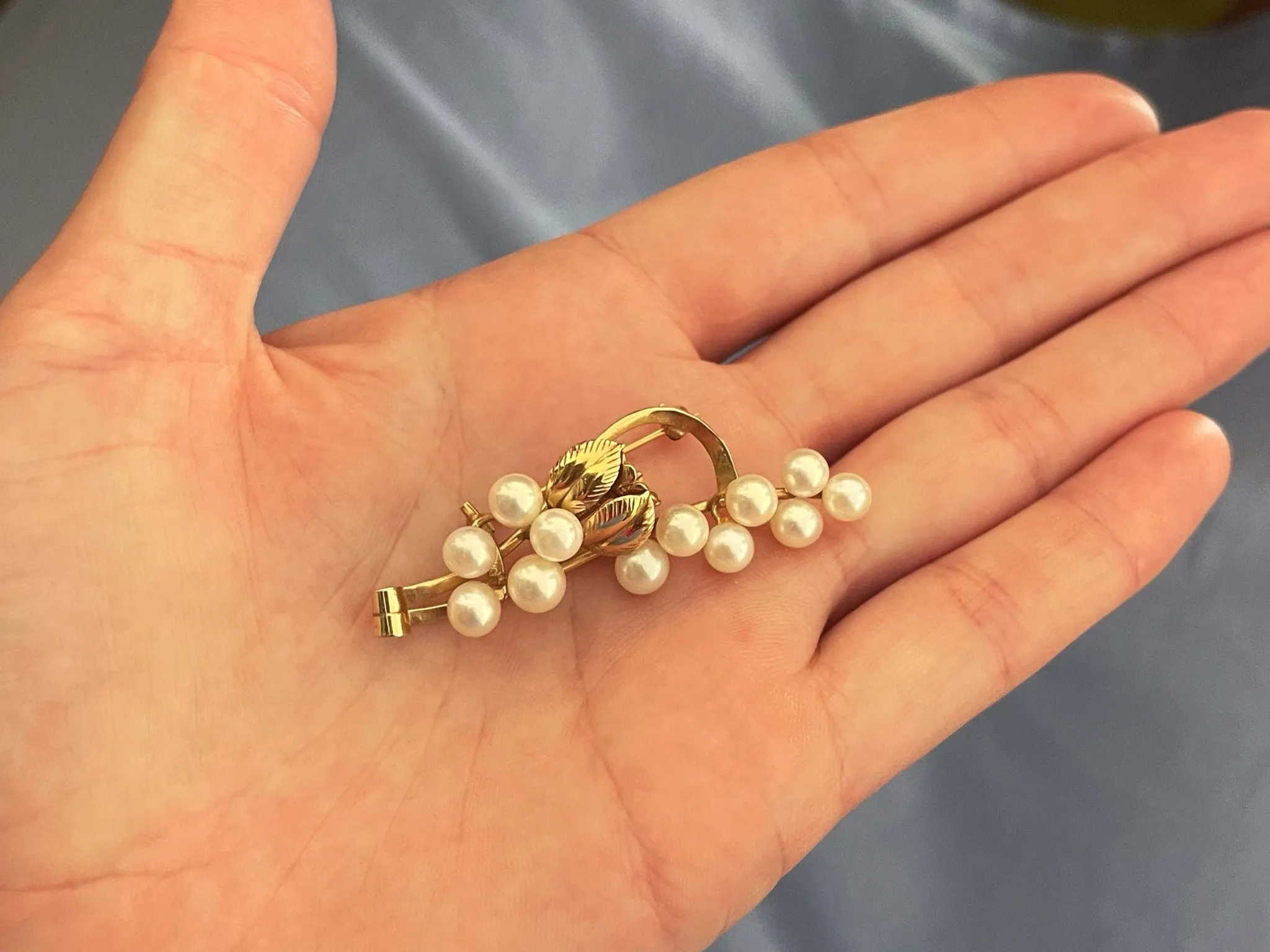 Mings Pearl Branch Brooch in 14k Yellow Gold