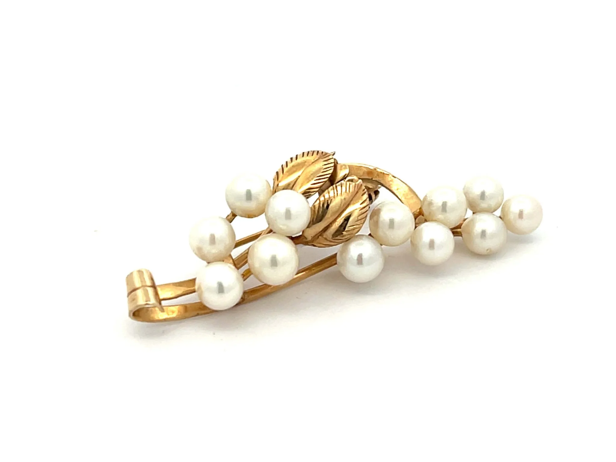 Mings Pearl Branch Brooch in 14k Yellow Gold