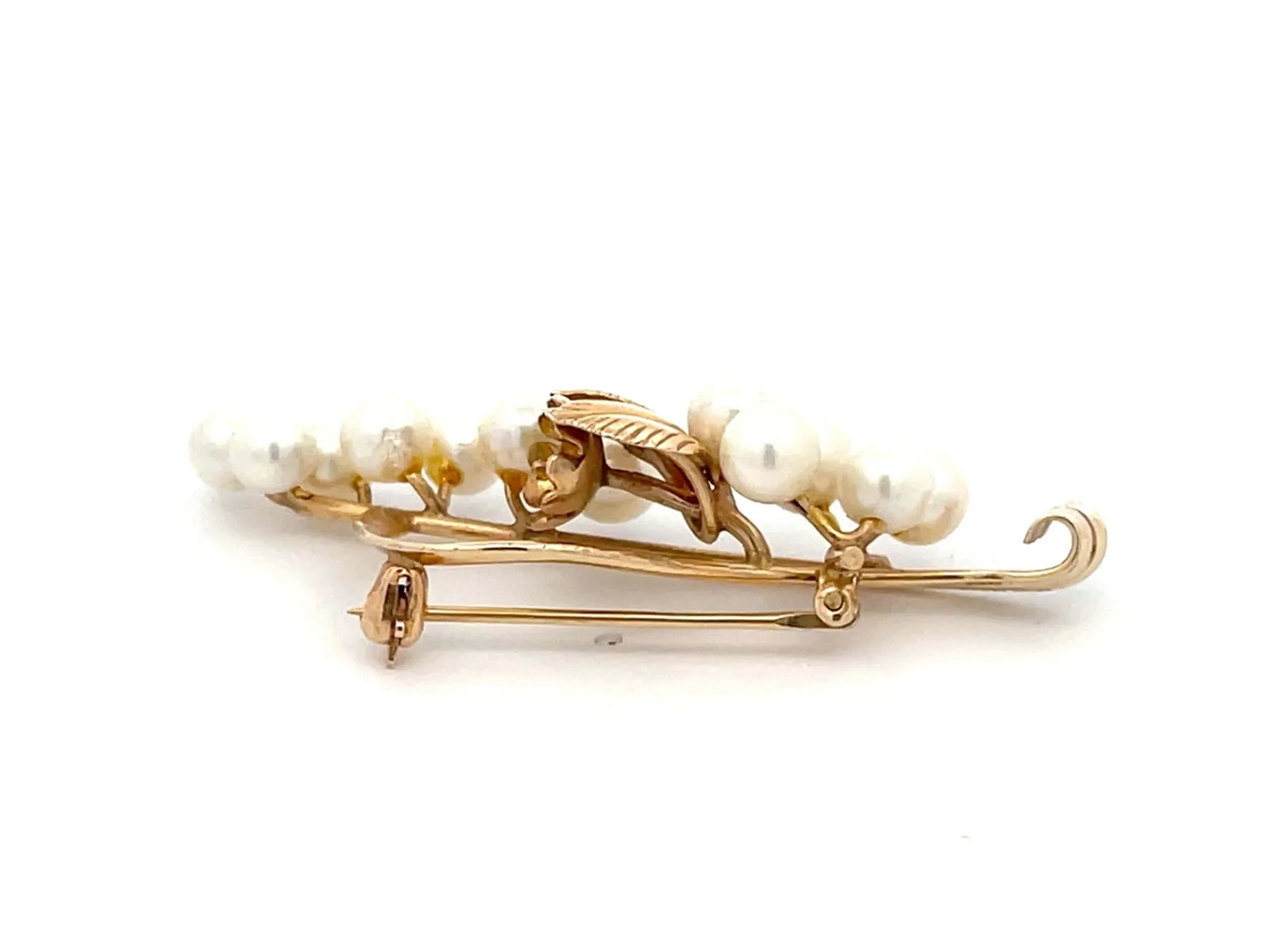 Mings Pearl Branch Brooch in 14k Yellow Gold