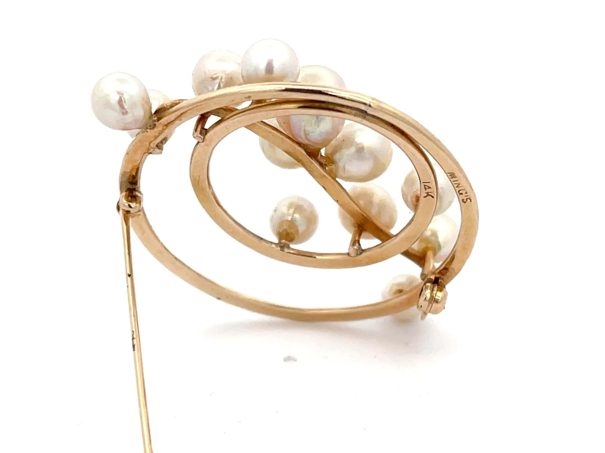 Mings Pearl Circle Brooch in 14k Yellow Gold